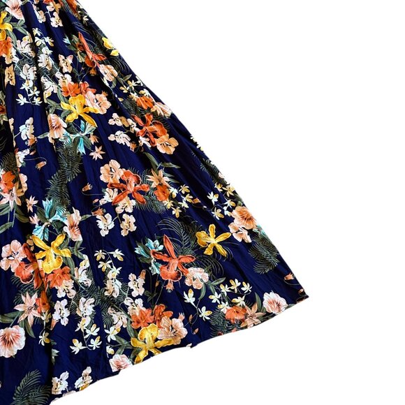 Meghan LA Lilypad Iris Navy Bell Sleeve Open Slit Maxi Dress Size Small Women's - Picture 14 of 16